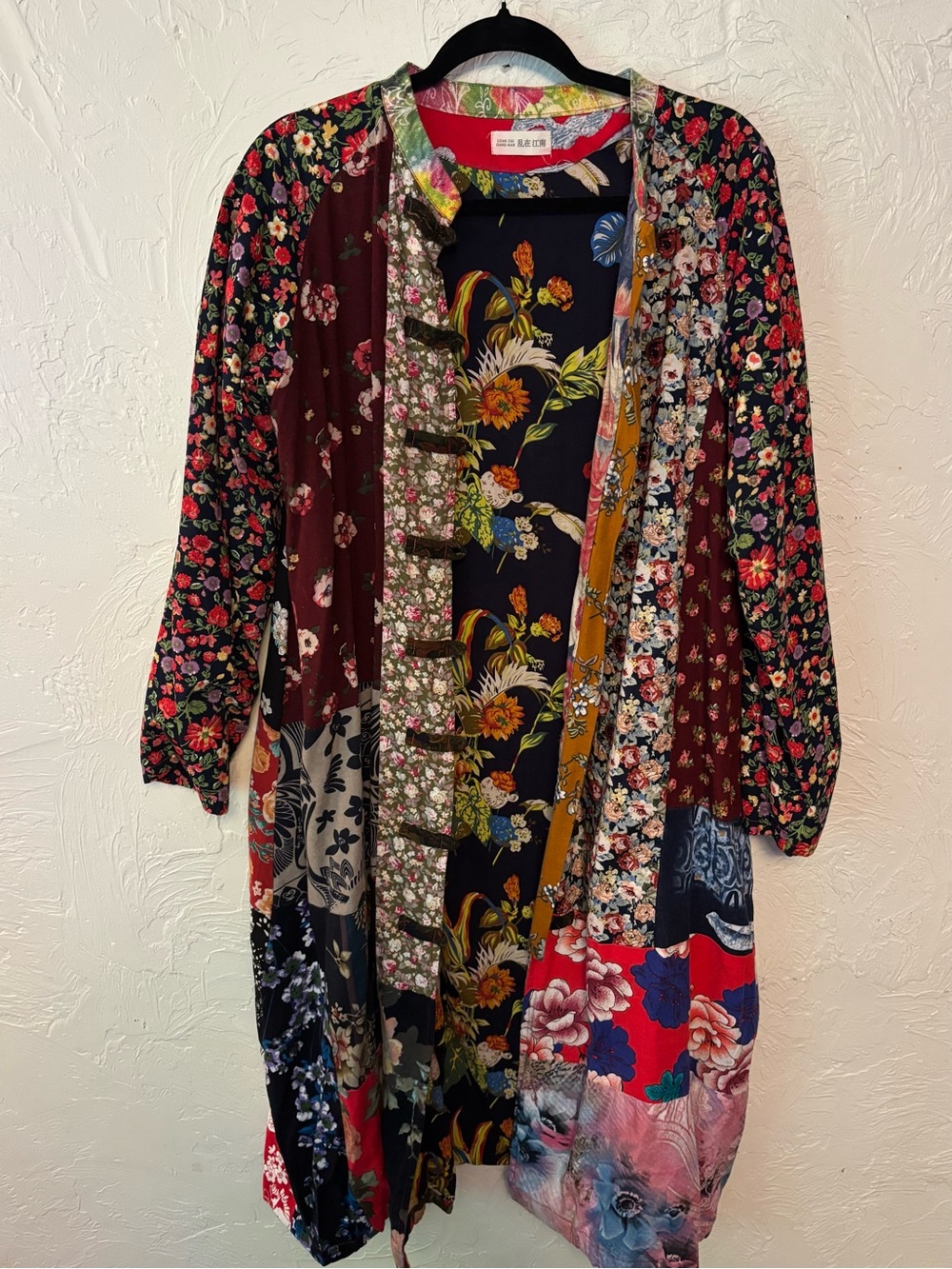 Liam Zai Jiang Nan Duster Coat Womens One Size Multi Patchwork Floral Boho